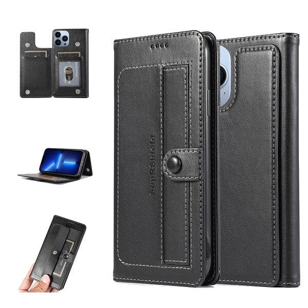 Apple iPhone 13 Pro Max Wallet Case Flip Leather Card Slots Magnetic Stand Cover (Black) Apple iPhone 13 Pro Max Wallet Case Flip Leather Card Slots Magnetic Stand Cover (Black)
